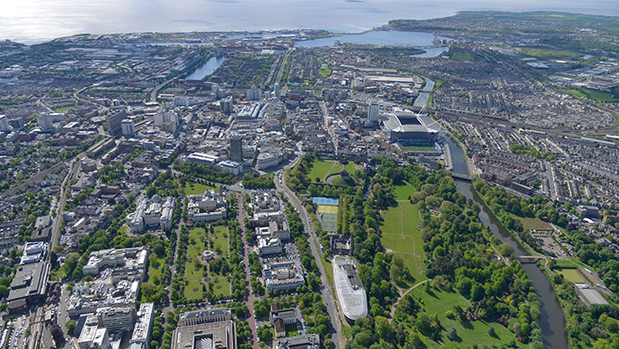 aerial view of cardiff